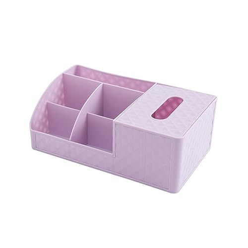 OSOLADY 箱 卓上収納ケース 化粧品 補う 蓋付きの大きな収納ボックス ティッシュボックス メイクアップブラシホルダー 香水ホルダー 引き出し用化粧オーガナイザー 保有者 紫の,purple