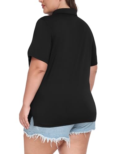 MoFiz Plus Size Golf Polo Shirts for Women Zip Up Short Sleeve Collared Tennis Workout Tops Sport Athletic Activewear XL-5XL3