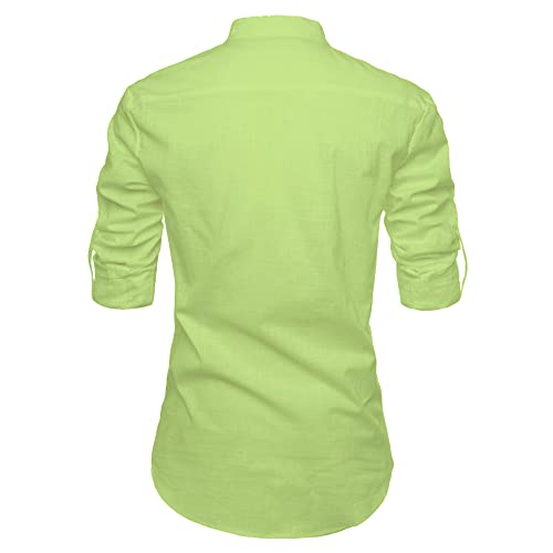 Image of Men's Full Sleeve Beige Color Cotton Blend Spread Slim Fit Shirt Style Kurta for Men and Boys