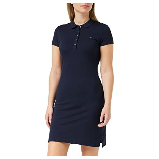 Tommy Hilfiger Dam Heritage smal polotröja klänning, Blå (Midnight 403), M