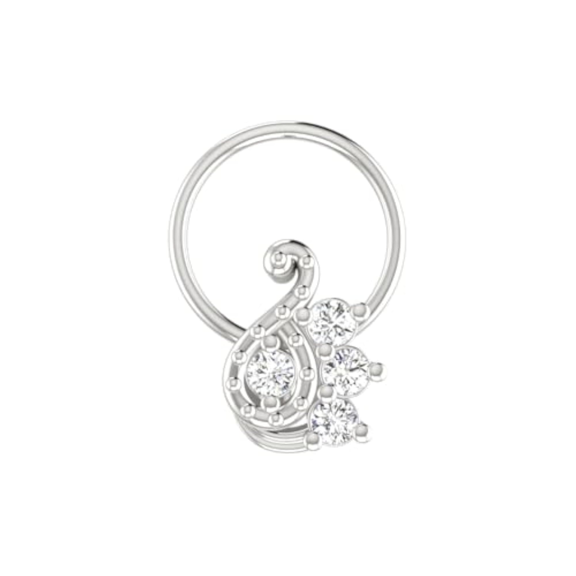 Women's 9K BIS Hallmarked White Gold Stud Nosering