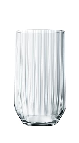 Spiegelau Longdrinkgläser 445 ml, 4 Stück, Linear, 4940179, Cocktailgläser aus Kristallglas, Trinkgläser spülmaschinenfest