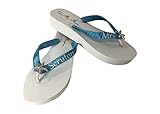 Bow Flip Flops Beach Wedding Sandals with Personalized Bridal Name