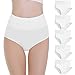 Falechay Unterhosen Damen Slips Damen Unterwäsche Frauen Baumwolle Pantys High Waist Taillenslip 5er Pack,Weiß,L