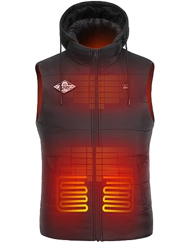 DEWBU Heated Vest with 12V Battery Pack, Multiple Power Supply Methods Lightweight Heated Clothes with Detachable Hood4