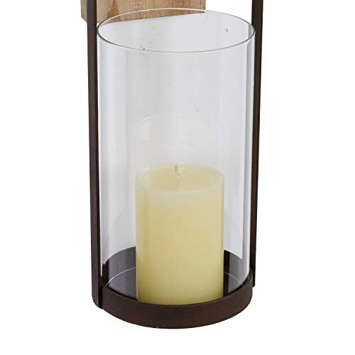 Deco 79 Wood Wall Sconce With Metal And Glass Holder, 6" X 6" X 23", Black #TOP4