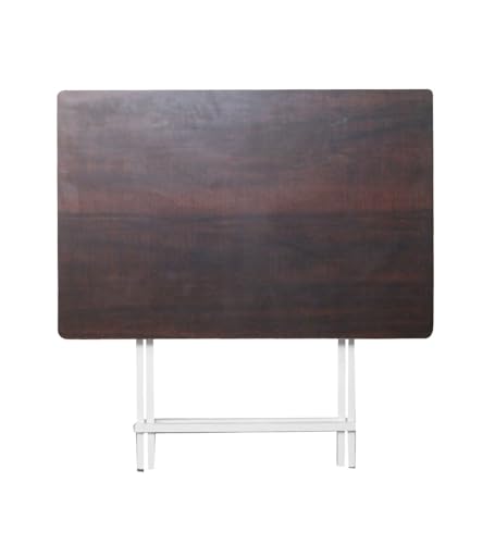 Image of Faburaa Compact Foldable 2 Seater Dining Table | Strong CRC Steel Frame | Easy Fold & Store Design | 36x24 Inch | Dark Brown