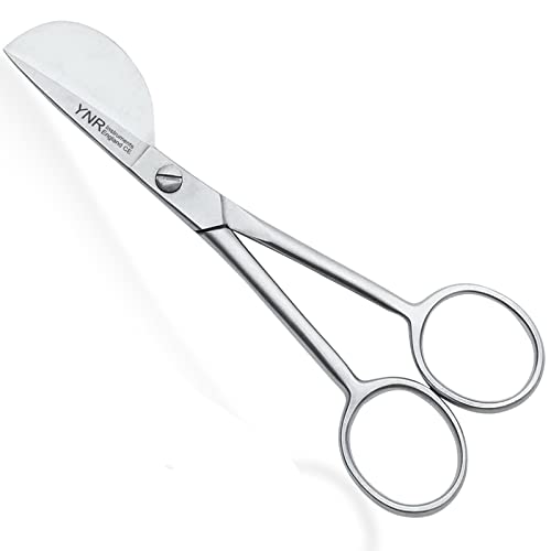 Applique Duckbill Machine Embroidery Scissors - Premium German Steel Fabric Scissors Razor-Sharp Small Tip for Optimal Precision Stitches, Crafting, Sewing-Silver 5”