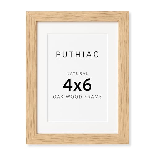4x6 Oak Wood Picture Frame - 4"x6" Photo Frame, 4x6 Picture Frame Wood, Natural Solid Wooden Picture Frames for Wall Art Photo and Prints(1 Pack, Beige)
