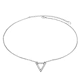 S925 Sterling Silver Dainty Simple Triangle Pendant Eternity Choker Necklace,Rolo Chain,13+3 inches