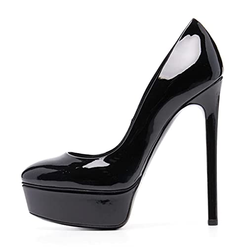 FSJ Women Classic Chunky High Heels Pumps Platform Closed Toe Sexy Slip On Ladies Shoes Size 4-15 US2