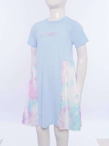 TiaoBug Kids Girls Active Tie-Dyed Tennis Dress Quick Dry Summer Sports T-Shirt Dress for Tennis Badminton3