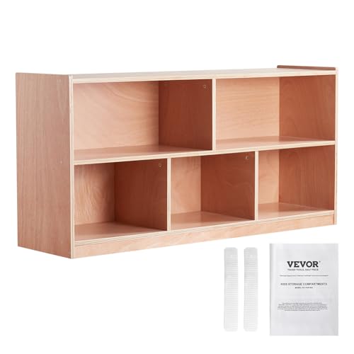 VEVOR Cubby Mobile Tray Storage Cabinet, 5-Compartment Cubby Storage Shelf, Cubby Storage Cabinet 2-Shelf, Classroom Cubbies, Classroom Furniture for Home, Daycare and Preschool, Natural by VEVOR - Image 9