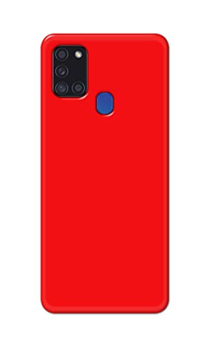 Image of Printed Hard Back Cover Case for Samsung Galaxy A21s Back Cover (Plain Red) -1803