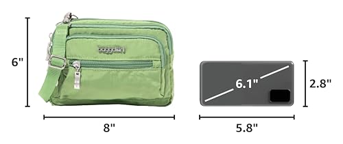 Image of Baggallini Triple Zip Small Crossbody Bag for Women - Lightweight Convertible Fanny Pack Belt Bag