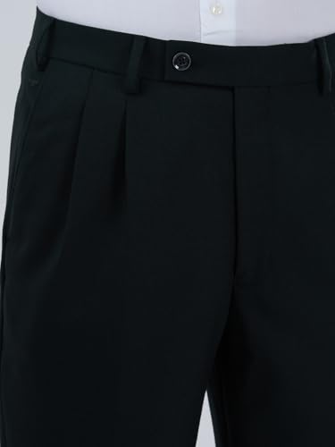 Image of Park Avenue Men Comfort Fit Solid Pattern Poly Wool Blend Double Pleat Formal Trouser