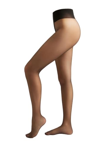 CALZEDONIA Womans Sheer Essential 20 Denier Tights in Black Size S