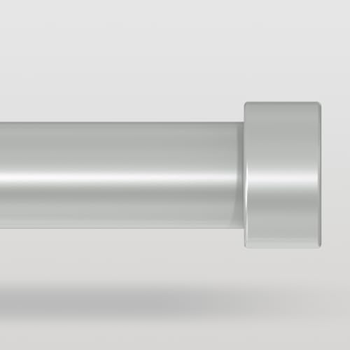 Silver curtain rods 36-176 in, 1" dia with modern end caps