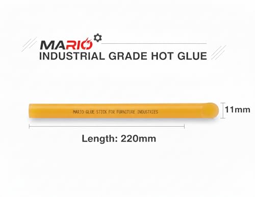 Image of Mario Furniture Grade Yellow Hot Melt Glue Stick 220mm x 11mm Pack of 20| Super Strong Adhesive | Professional Furniture Repair Glue Stick For Furniture Industry & Packaging Glue | Premium Range
