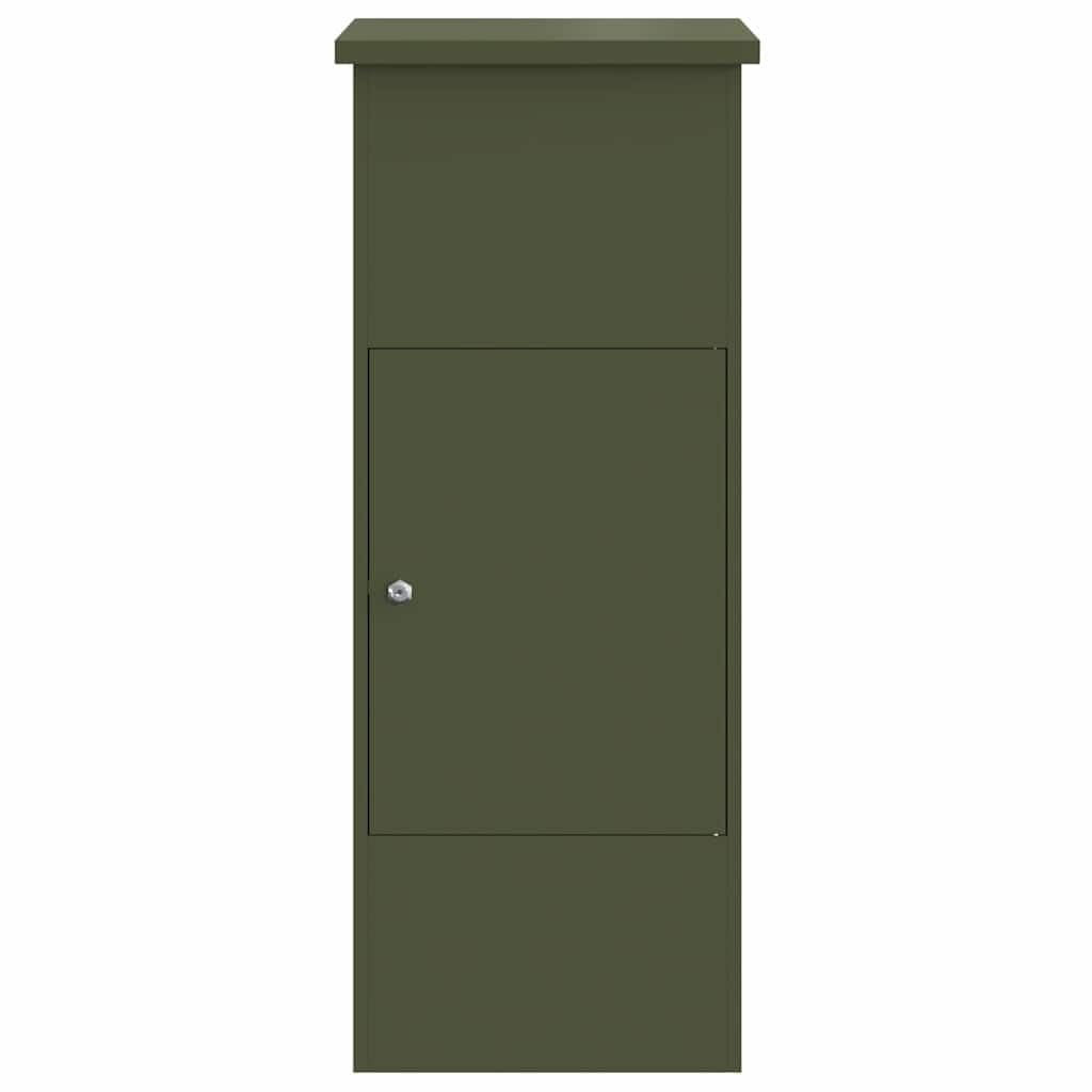 Pudełko z pojemnikiem do przechowywania w kolorze oliwkowo-zielonej stali, 44,5 x 29 x 110,5 cm, zamykane, nowoczesne do użytku na zewnątrz, przestronne, kompaktowe z zamkami ryglowymi i