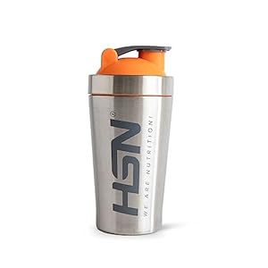 HSN Shaker We Are Nutrition Verre mélangeur en acier inoxydable avec système de mélange optimal sur le couvercle, fermeture anti-fuite, sans odeur et facile à nettoyer 500 ml