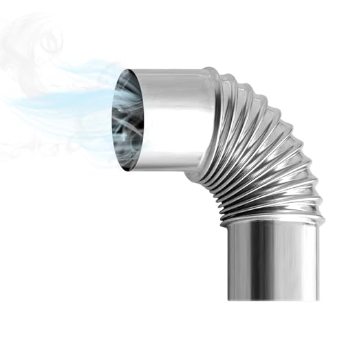 Curva del tubo della stufa in acciaio inossidabile, Tubo della stufa a gomito di 90 gradi, Tubo del della stufa a legna, Connettore flessibile per tubo della stufa a combustione, 6 cm