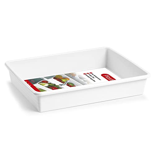 CABLEPELADO Bandeja de plástico | Armario y Frigorífico | Polipropileno | Apta para lavavajillas | 34.5 cm Largo x 26 cm Ancho x 6.5 cm Alto | 4 litros | Blanco