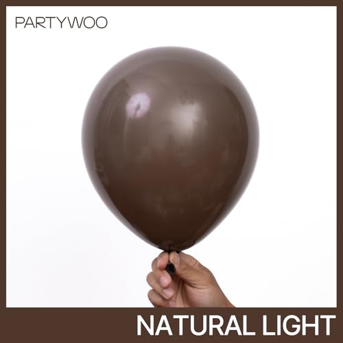 Image of PartyWoo Dark Brown Balloons 100pcs Different Sizes of 18 12 10 5 Inch Boho Coffee Neutral Fall Balloon Arch Kit for Bachelorette Baby Shower Anniversary Birthday Party Decorations Brown-F20