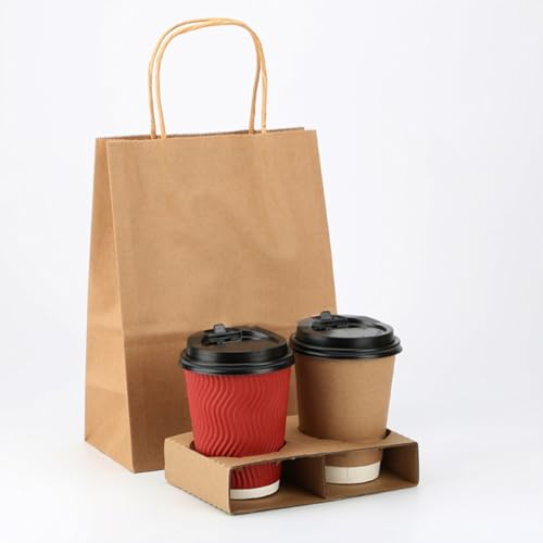 Plateaux porte-gobelets papier ondulé 2 tasses support robuste emporter - 6
