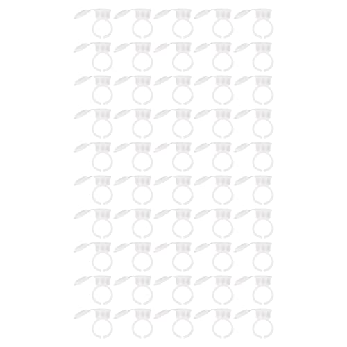 50 Ink Accessories Ink Microblading Pigment Ring Cups Pigment Ring Cups with Lids for Inks Semi Permanent Make up Eyebrow Glue Containers(White)