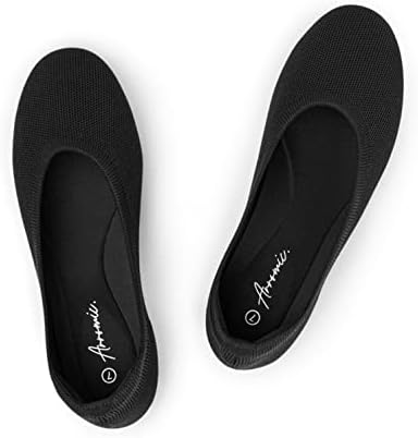 Arromic Black Flats Shoes for Women, Washable Round Toe Knit Ballet Flats Shoes with Comfortable Heel Cushions, Soft Slip on Dressy Shoes for Business Casual, Office, Work, Wedding | Image 5