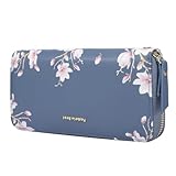 Pomelo Best Womens Wallet RFID Blocking Leather Multi Credit Card Large Capacity Wristlet Zip Around Long Wallets for Lady Blue