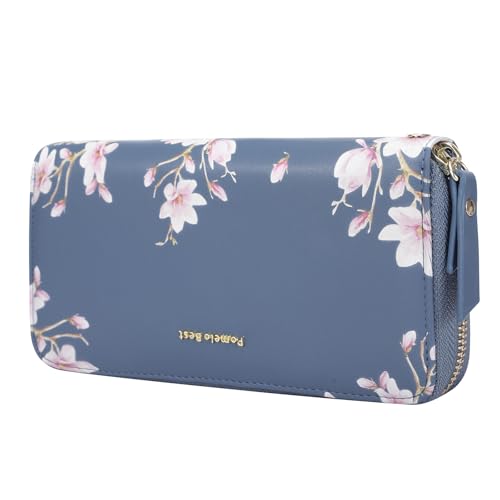 Pomelo Best Wristlet Women Wallet Floral RFID Clutch Purse Blue