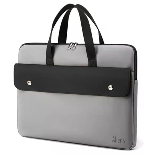 Image of Aliens 14.1 inch Premium Vegan Leather Laptop Sleeve /Case Cover Bag, Padded Laptop Compartment Office Handbag for MacBook air /pro, Dell, Lenovo, Acer, Asus, Notebook, Tablet, ipad-Grey
