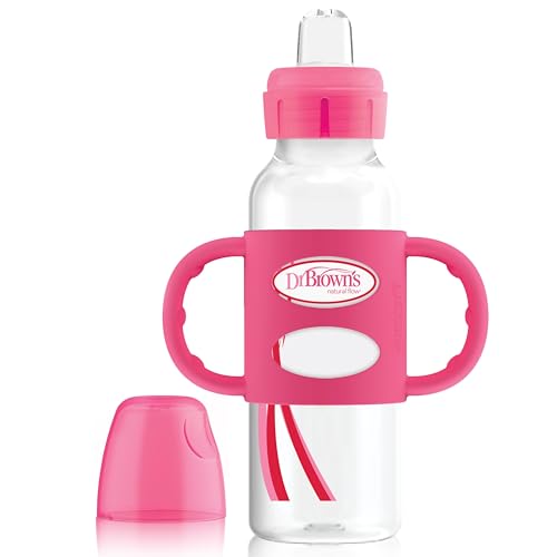 Image of Dr. Brown's Milestones Transitional Sippy Bottle with Silicone Handles - Pink - 8oz - 6m+