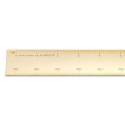 Image of Alumicolor 30-cm Aluminum Metric Engineer Hollow Scale for School, Office, Art and Drafting, 30CM, Gold