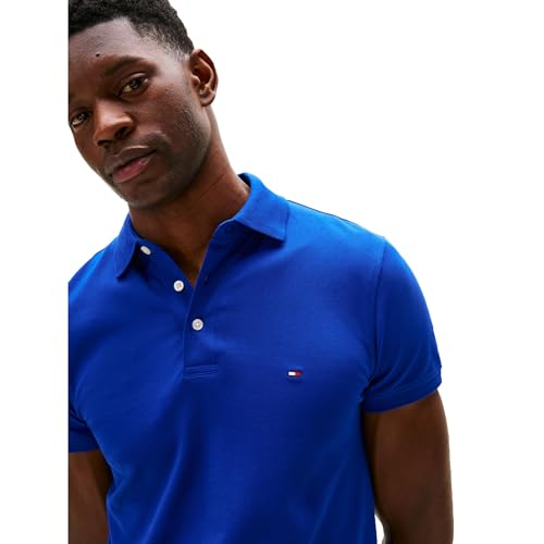 Image of Tommy Hilfiger Men's Short Sleeve Polo Shirts in Slim Fit with Stretch and Organic Pique Cotton