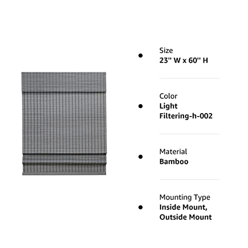 Lazblinds Cordless Bamboo Roman Shades, Light Filtering Window Treatment, Roll Up Bamboo Blinds For Window 23'' W X 60'' H #TOP6