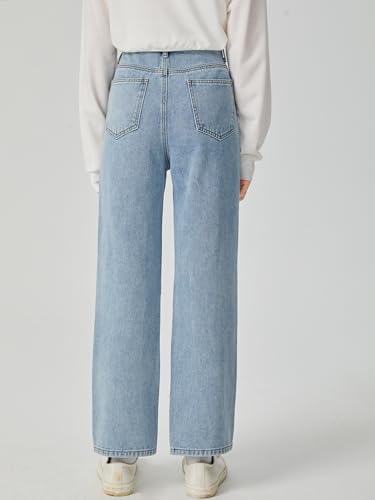 WDIRARA Girl's Figure Graphic Print High Waist Ripped Jeans Casual Button Denim Pants2