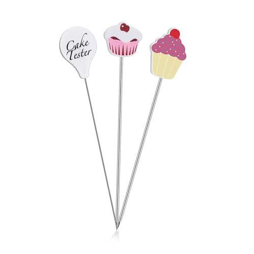 Ginddy Tester per Torta,3 PCS Tester Cottura Tortas in Acciaio Inox,Aghi per Testers per Torte,Riutilizzabil Tester per Torta in Metallo per Dolci per Cupcake,Utensili e Attrezzature da Cucina