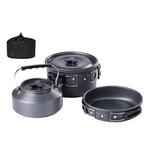 キャンプ用調理器具 収納バッグ付き 折りたたみハンドル 鍋 フライパン ケトル キャンプクッキングセットキャンプクッカー アルミ合金 ハイキング クッキングセット キャンプ用品メスキット クックセット ファミリーバーベキュー用