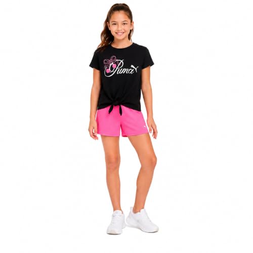 Image of PUMA Girls Athletic Shorts Set - 2 Piece Active Performance TShirt and Gym Bike Kids Shorts Girls Activewear Set (7-14)