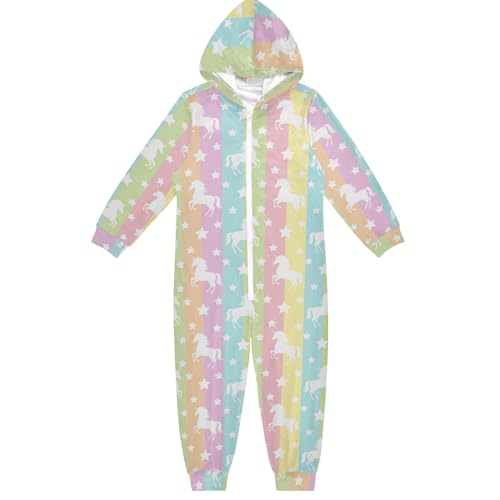 CHIFIGNO Lindo mono de una pieza con diseño de unicornio y rayas arcoíris para niños, divertido disfraz de cosplay, Lindas rayas arcoíris de unicornio, 5-6 años