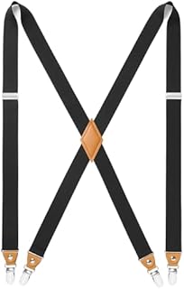 HISDERN Mens Braces with Very Strong 4 Metal Clips Suspenders One Size Fits All Men and Women Adjustable and Elastic X Form