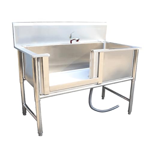 Vasca da bagno per cani in acciaio inox per toelettatura domestica, stazione di lavaggio per animali domestici con bacino profondo per una facile pulizia