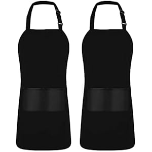 Utopia Kitchen 2 Pack Bib Apron, Adjustable with 2 Pockets, Water and Oil Resistant, Cooking Kitchen Chef Apron for Women Men