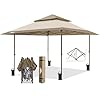 Eagle peak 13×13 straight leg pop up canopy tent instant outdoor canopy easy single person set up folding shelter wauto extending eaves 169 square feet of shade beige  urban country home decor