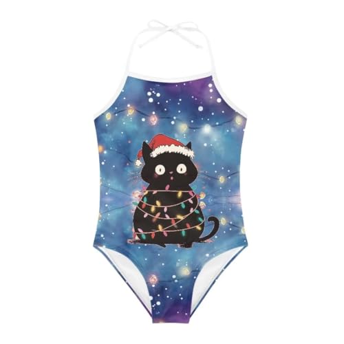 Image of Christmas Kids One-Piece Halter Swimsuits Beach Swimwear Bathing Suit for 3-10 Years Girls