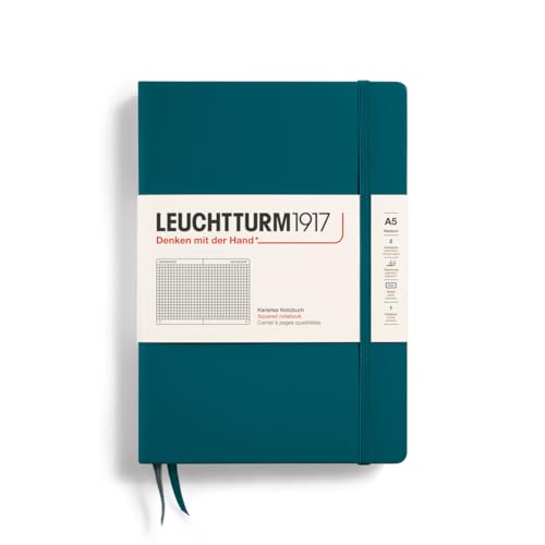 LEUCHTTURM1917 359693 Notizbuch Medium (A5) Hardcover kariert pacific green