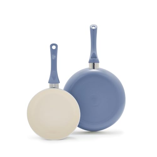 Image of GreenLife 2 Piece (8" & 10") Ceramic Nonstick Skillet Set, Slate Blue